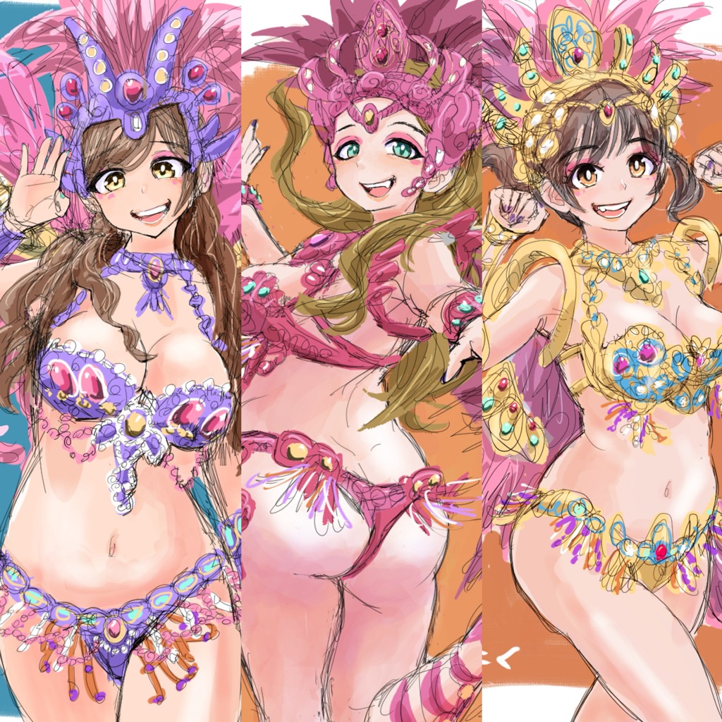 サンバガールズ💃🏻💃🏻💃🏻
#イラスト #illustration 