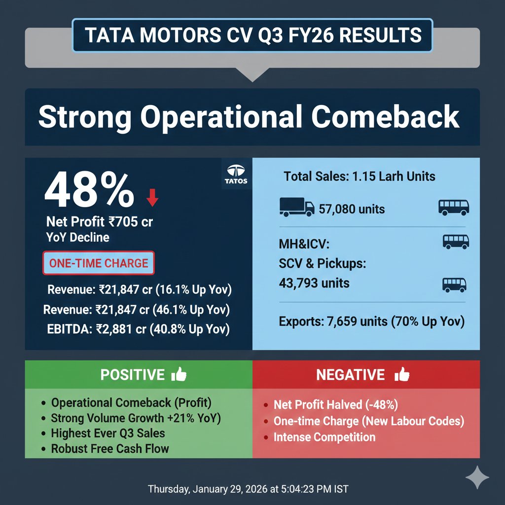 9amTrading's tweet photo. #Tatamotors 
#Q3Results 
TATA MOTORS CV RESULTS SUMMARY https://t.co/KnFlNuBorA