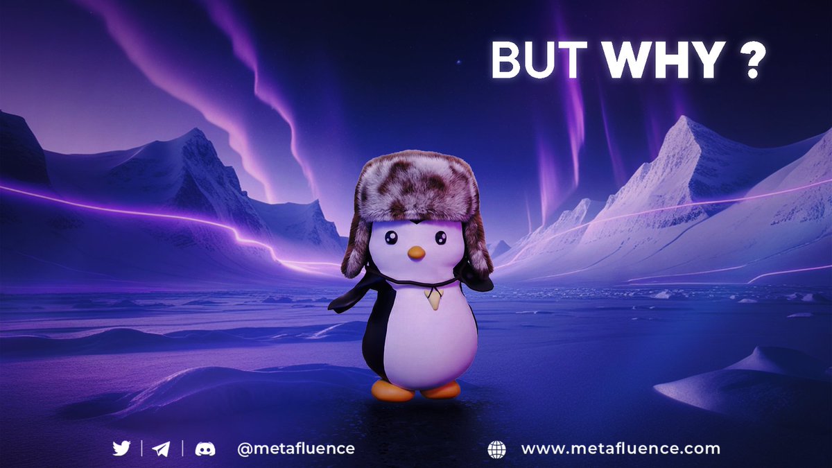 Viral penguin is walking to the mountains and everyone's asking “but why?”...
In Metafluence, this penguin chooses its own path: Dancing in its Metahut, playing music, inviting friends, and building the dream universe it always wanted — all by itself.