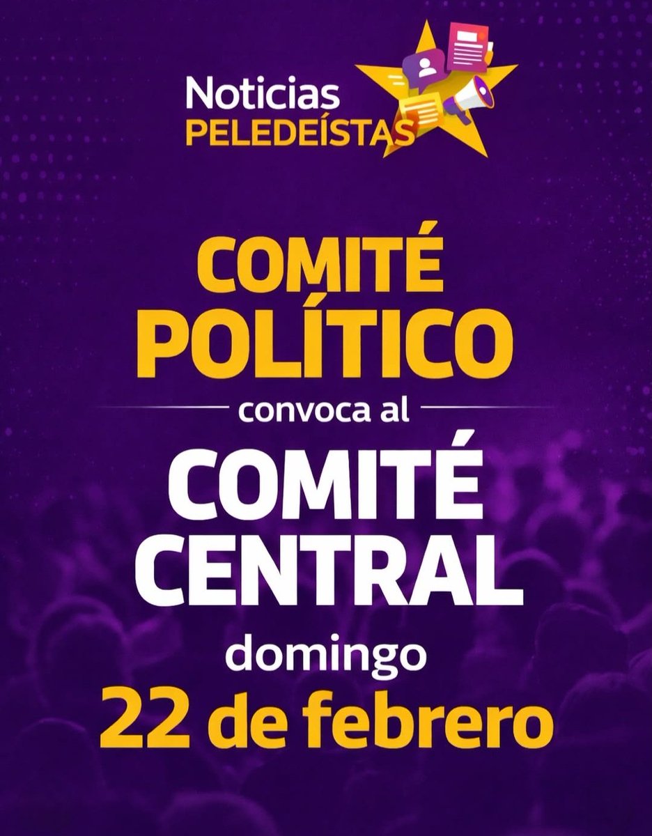 Comité Político del <a href="/PLDenlinea/">PLD</a> convoca a su comité central para el domingo 22 de febrero, en donde se conocerá la ruta de preselección del único aspirante por el PLD.