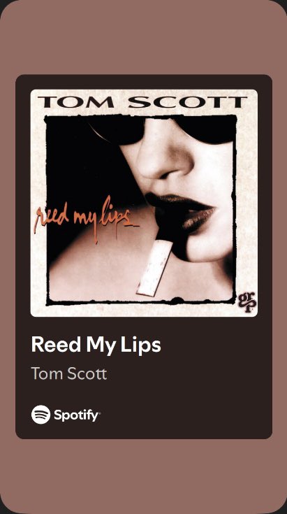 #DavidsMonthOfMusic

Day 29

a song from 1994

“Reed My Lips” - Tom Scott
#Instrumental
#Jazzuary

youtu.be/Lsnom7bAIaw?si…