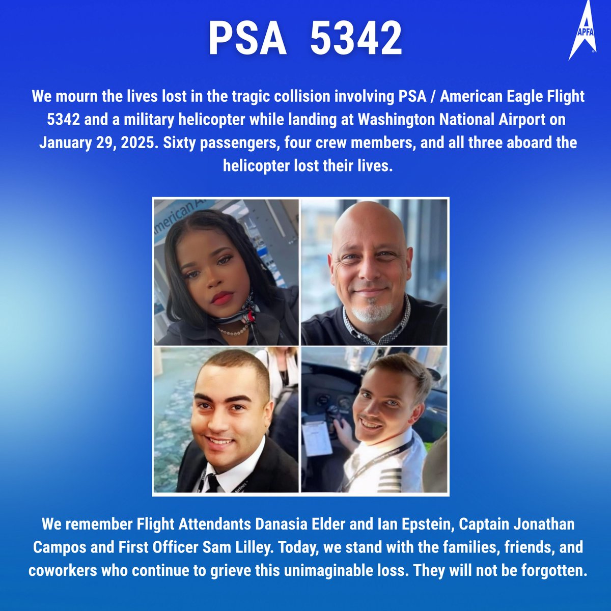 APFAunity's tweet image. Remembering PSA/ American Eagle Flight 5342