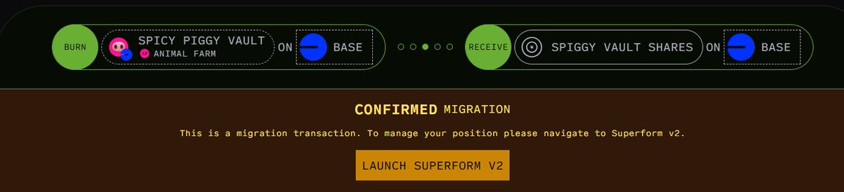 This is what PIGGY migration looks like. Haha 🐽

Ez, now you can migrate all your <a href="/superformxyz/">Superform</a> V1 position to V2 app to keep earning points and $UP rewards

Epoch 2 of the $UP Only Program starts today