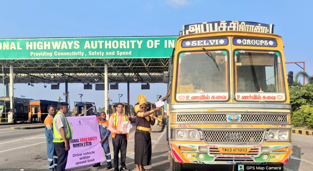 Road Safety Awareness Program was held at TP1 Senguruchi Toll Plaza for the #NationalRoadSafetyMonth 2026.

Performer dressed as Ematharmaraja reminded commuters — if you break the rules, consequences will follow! ⚠️

Let’s drive safe &amp; save lives. 🚗#RoadSafety #SafeDriving
