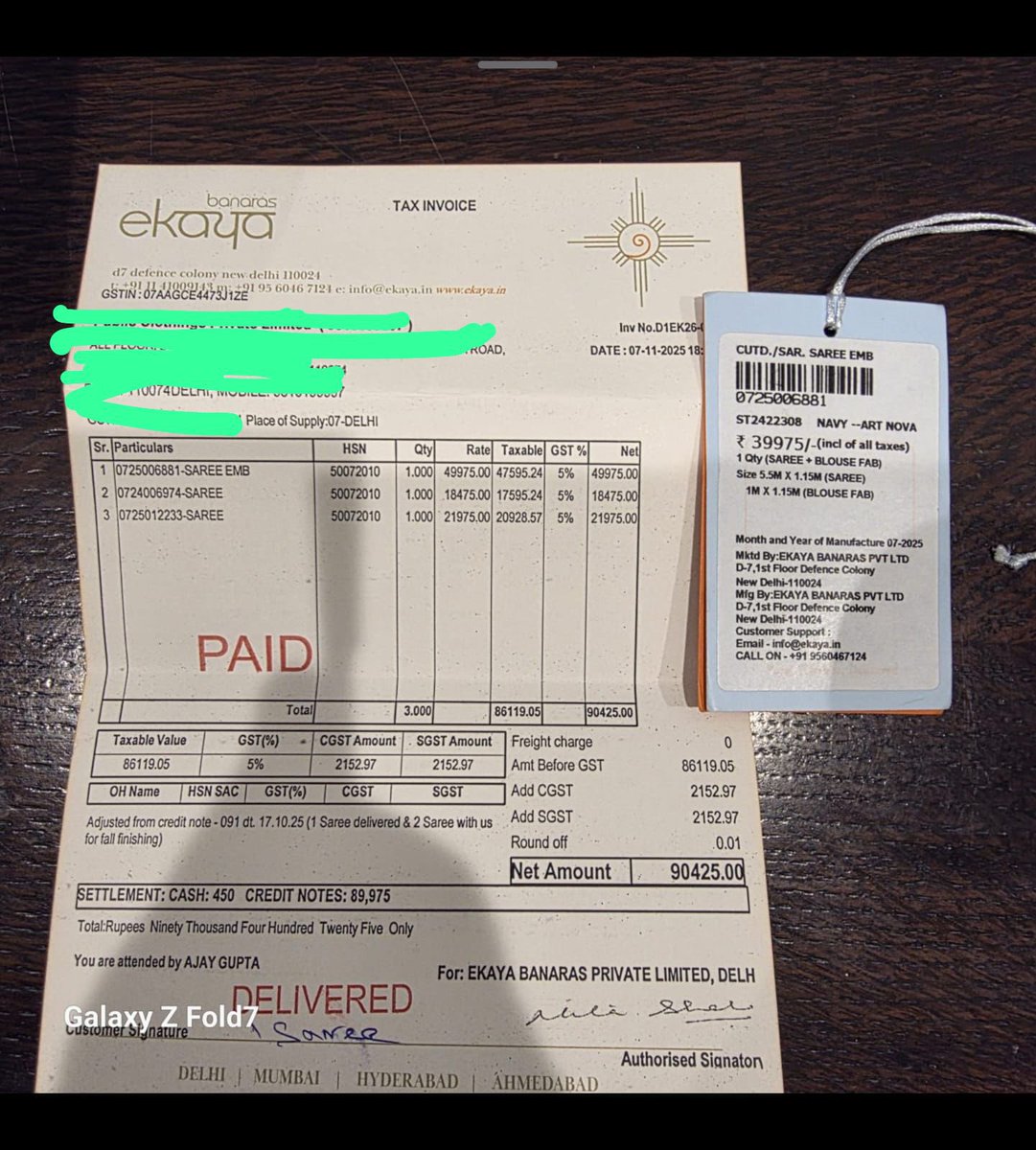 ShivP10's tweet photo. @ekayabanaras tired of following up with your team about this. Purchased a saree from you a couple of months ago. We were billed INR 10000 above price mentioned on tag. Please sort this out and provide refund. Will take it up legally if need be. @jagograhakjago @nch1915 @consaff https://t.co/dCm3KKrAZ4