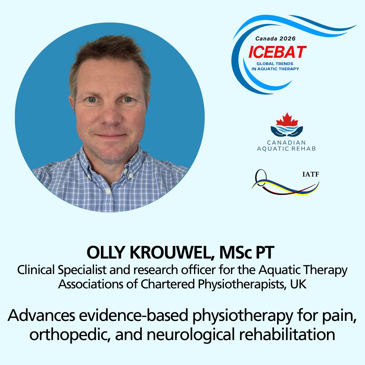 EWAC Medical is proud to be a Silver Sponsor of ICEBAT 2026 in Toronto Apr 24–26. We also support Oliver Krouwel’s Meet the Expert session, and our director Eric Legdeur will attend. Join leading aquatic therapy experts worldwide.
Register: aquaticrehab.ca/icebat2026