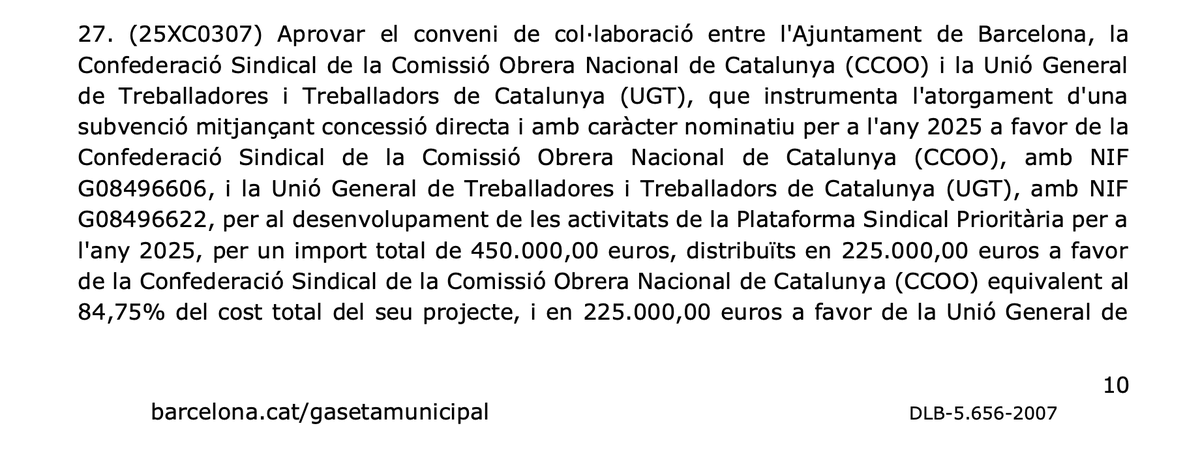 <a href="/punsix/">Anna Punsí</a> <a href="/GUBBarcelona/">Guàrdia Urbana Barcelona</a> <a href="/jaumecollboni/">Jaume Collboni</a> És que els sindicats directament es compren cada any a vista de tothom. Així signen convenis i es tanca el cercle de la corrupció.