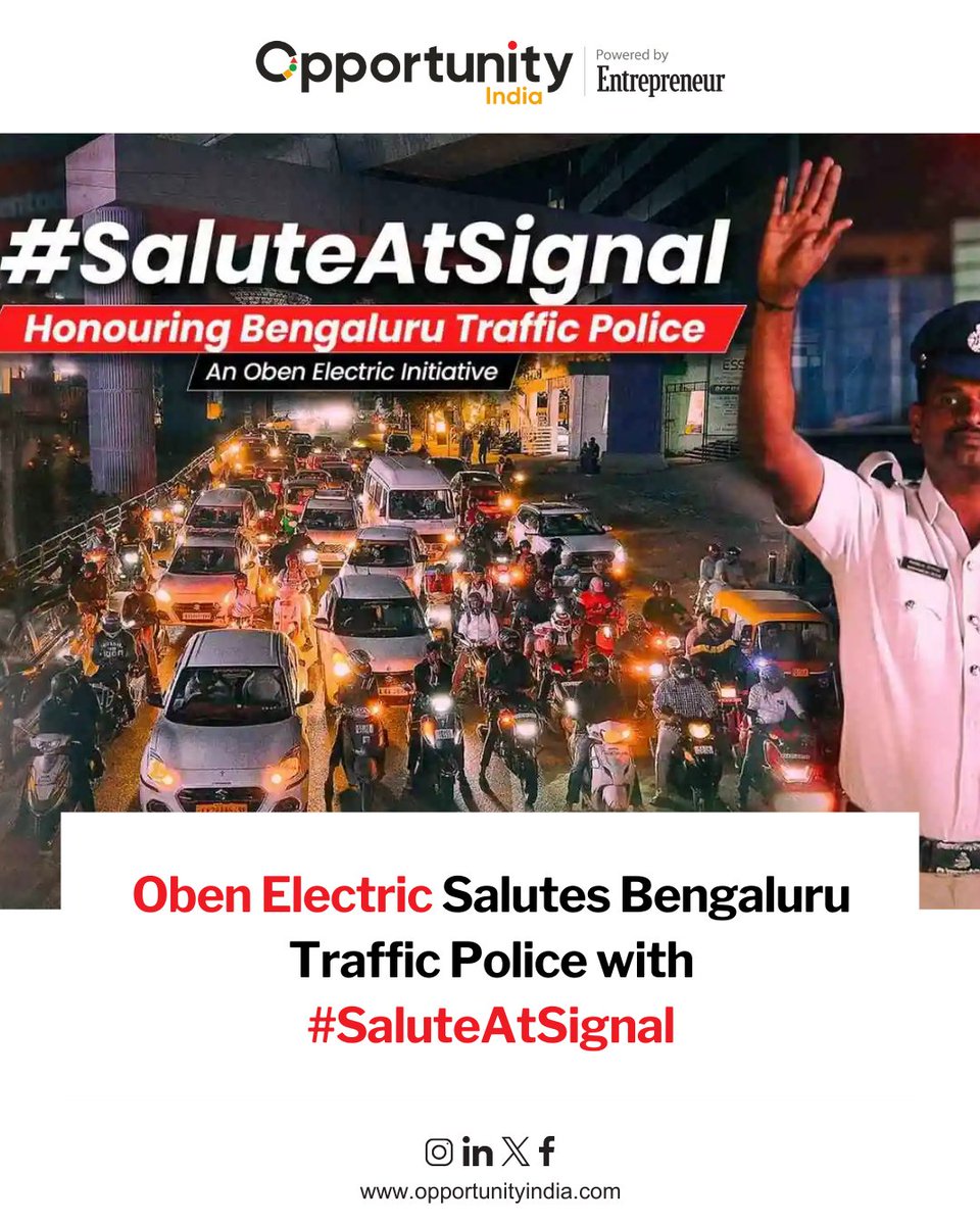 Oben Electric Salutes Bengaluru Traffic Police with #SaluteAtSignal

Oben Electric marked National Road Safety Month with its #SaluteAtSignal initiative, honouring Bengaluru Traffic Police for their tireless role in managing the city’s busiest roads

#ObenElectric #SaluteAtSignal