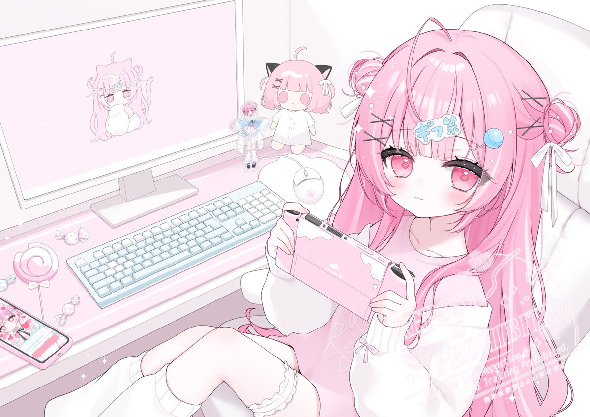 sugar0504___'s tweet photo. 🎧🩷

 #commission https://t.co/MxZtc0qv56