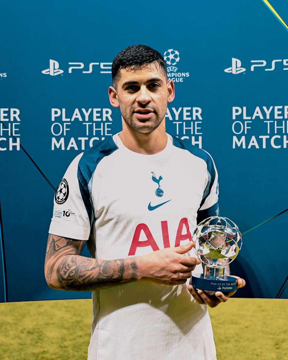 SpursOfficial's tweet image. 🤍 150th Spurs appearance
🏆 UCL Player of the Match

Our captain, Cuti Romero 💪