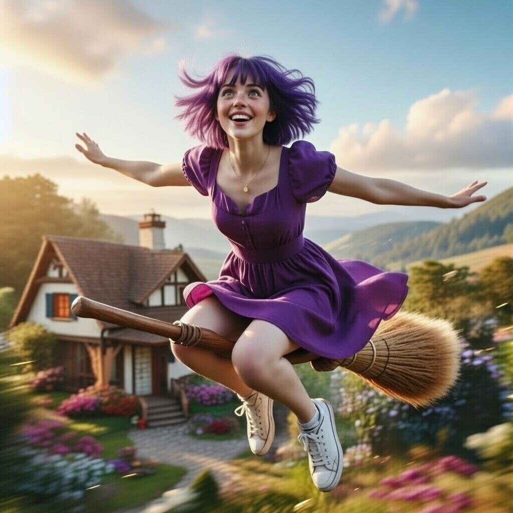 Grok Imagine 

Forget everything you know about traditional witches. Meet Wareen she’s swapped the pointy hat for sneakers and the dark robes for high-flying vibes. 🧹✨ Where do you think her first destination is?