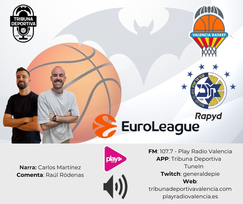 A recuperar el vuelo en la Euroliga con el impulso de la afición taronja y de ‘LA CANCHA DE <a href="/TribunaVCF/">Tribuna Deportiva</a>’📻🎙️

🏀 <a href="/valenciabasket/">Valencia Basket Club</a>-<a href="/MaccabiTLVBC/">Maccabi Tel Aviv BC</a>
🏟 Roig Arena
🕰️ 20:30 previa/20:45h 
📻 107.7 FM
💻 tribunadeportivavalencia.com 
📲 m.twitch.tv/generaldepie
📲 App Tribuna