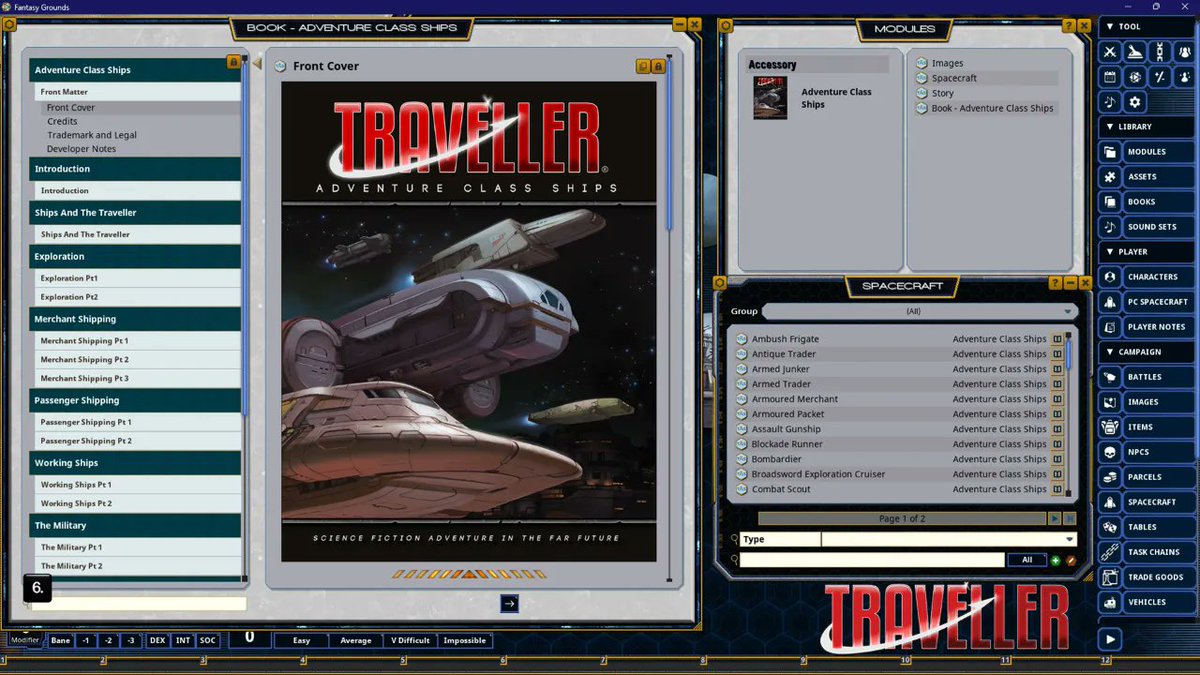 MongoosePub's tweet photo. On Fantasy Grounds and looking to fill the spacelanes of your Traveller campaign?
Adventure Class Ships has arrived!
60+ ships with deck plans ready to be used or encountered by your Travellers.
https://t.co/ywBK1VZ68h
#ttrpg #TravellerRPG #FantasyGrounds https://t.co/SydDBh4JkX