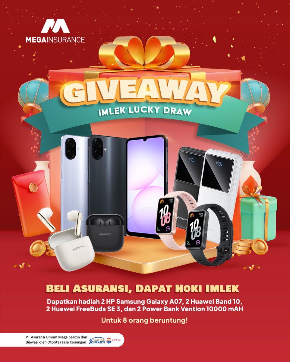 MEGAInsuranceID's tweet photo. 🧧 Tahun baru, gadget baru? Bisa banget!

Beli asuransi mulai Rp100.000 di aplikasi M-Insurance atau website Mega Insurance, dan kamu punya kesempatan menang berbagai gadget keren. 

Cara lengkapnya cek image ya 😄 https://t.co/FOh65bumch