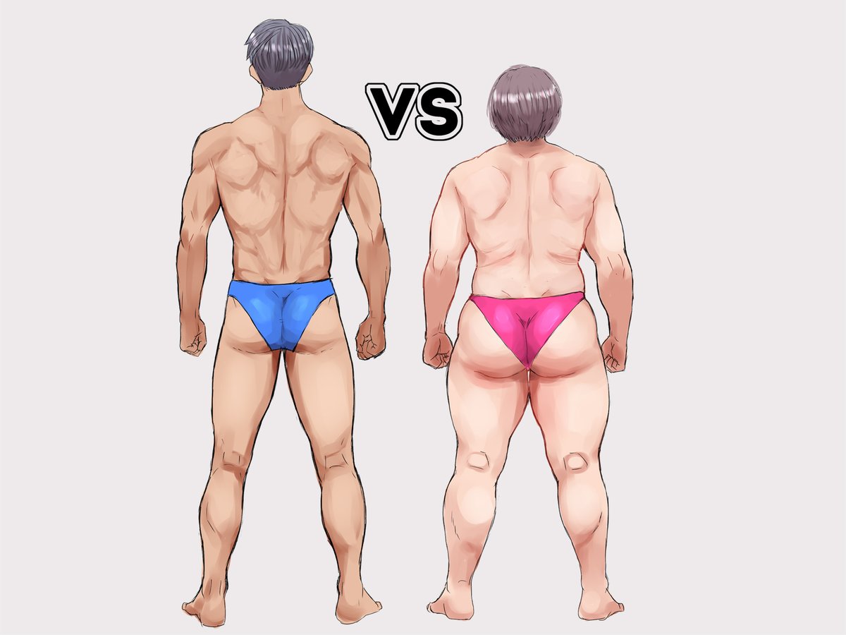 男体女体の比較ラクガキ
女性側は固太りタイプ?
筋肉と脂肪がみっちり詰まってパンパンに張ってるイメージ 