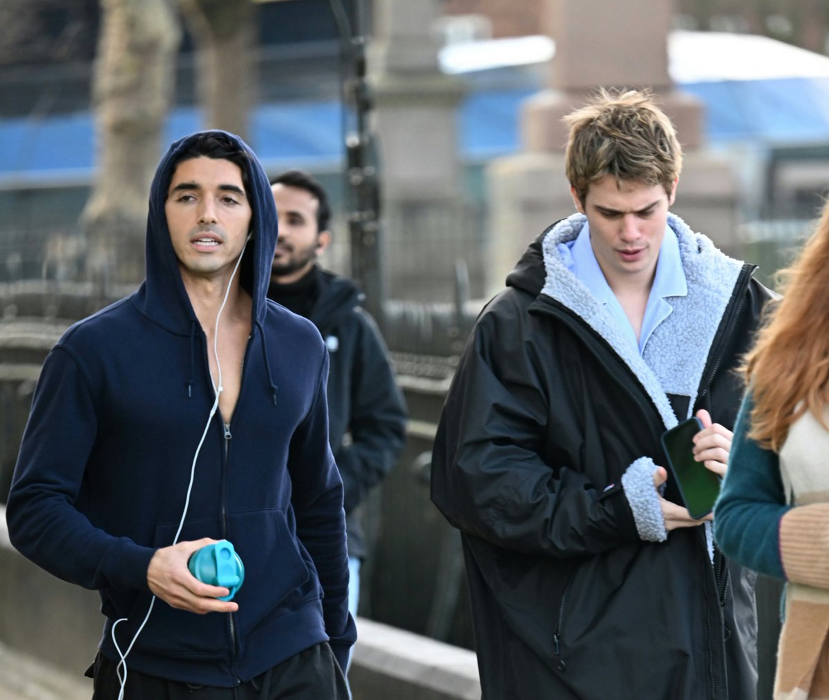 rwrbcrave's tweet image. More photos of Taylor Zakhar Perez and Nicholas Galitzine in London for the filming of Red White and Royal Wedding!