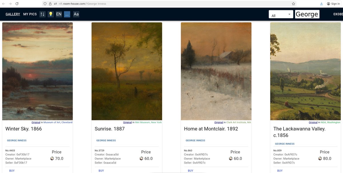 Welcome to Tonalism nft.room-house.com/?George%20Inne… as George Inness is presented in this R-H selection of 16 NFT from a score of American museums. Notice the prices which are 100 times lower than for Renaissance or Mannerism or Baroque art. Buy now.