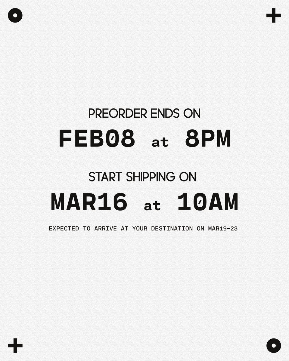 APLlifestyle's tweet photo. Pre-order are officially open Tomorrow (10am)
Via the website https://t.co/A9Le4pMhj3

STARTS ON
JAN30 at 10AM

PREORDER ENDS ON
FEB08 at 8PM

START SHIPPING ON
MAR16 at 10AM

Expected to arrive at your destination on MAR19-23

Don’t miss out
#alwaysreachforthestar
#Appleofmyeye https://t.co/eznckT0ocC