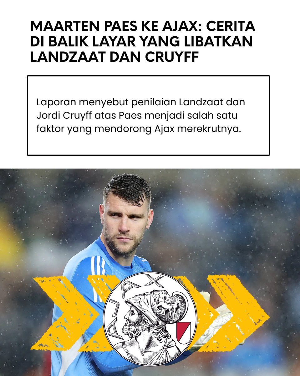 fokusberitaid's tweet photo. Di balik transfer Maarten Paes ke Ajax Amsterdam, ada restu Denny Landzaat dan Jordi Cruyff.
#berita #timnasindonesia #sepakbola #maartenpaes #ajax https://t.co/z7peZIkk6q