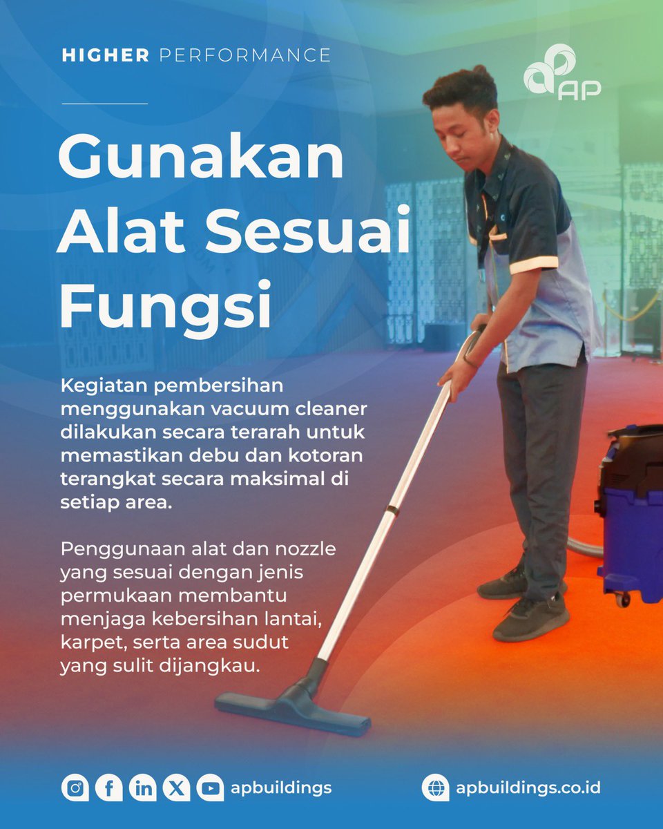 apbuildings's tweet image. Langkah tepat untuk menjaga standar kebersihan, demi lingkungan yang sehat, nyaman, dan produktif.

#APBuildings #HigherPerformance #KebersihanGedung