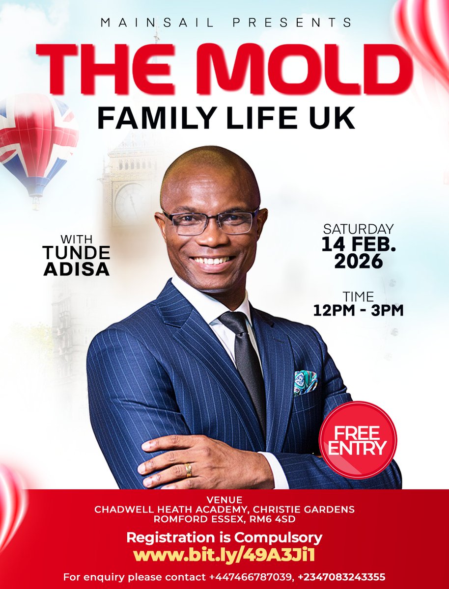 iamtundeadisa's tweet photo. Strong families don’t happen by chance. They are intentionally built. The realities of modern life pressure, transitions, cultural shifts, and career demands are redefining family structures, especially for families living in the diaspora.

Register here: https://t.co/f5VaVnSRvT https://t.co/wb3h7QQj5D