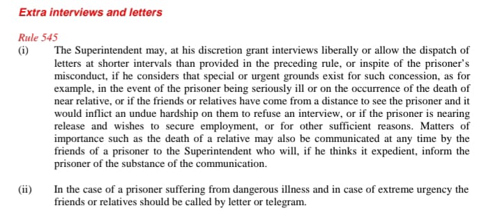 alihamzaisb's tweet image. Minsiter @TararAttaullah sb, you've mentioned jail rules 10 times. Here's section 545 of Prison Rules 1978. Perhaps you guys have written a letter or sent a telegram to family which will take it's sweet time. 

BTW, why was the whole cabinet kept unaware for such a long time?