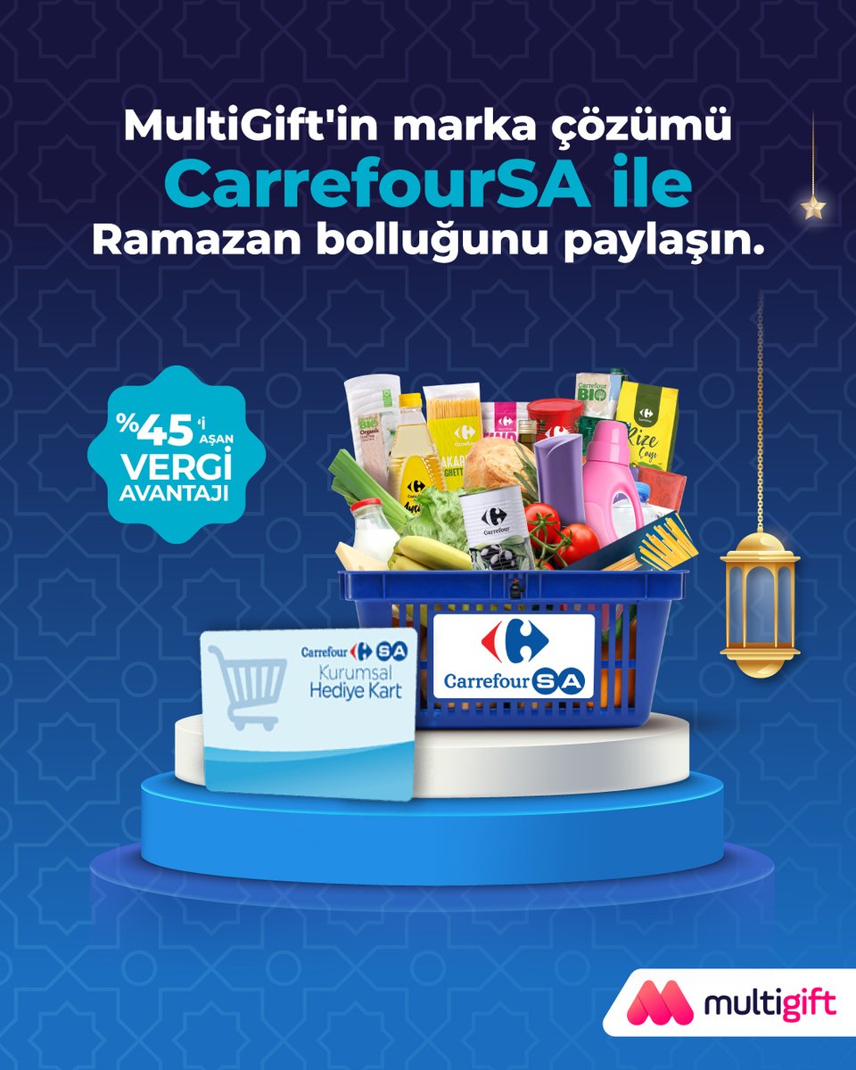 multinetcomtr's tweet image. Ramazan’da dayanışmayı büyütmenin en kolay yolu MultiGift 💙

MultiGift’in CarrefourSA marka çözümü ile çalışanlarınıza özgürce alışveriş yapma imkânı sunun,%45’i aşan vergi avantajndan yararlanın.

Detaylı bilgi için tıklayın: multinet.com.tr/carrefoursa-di…

#MultiGift