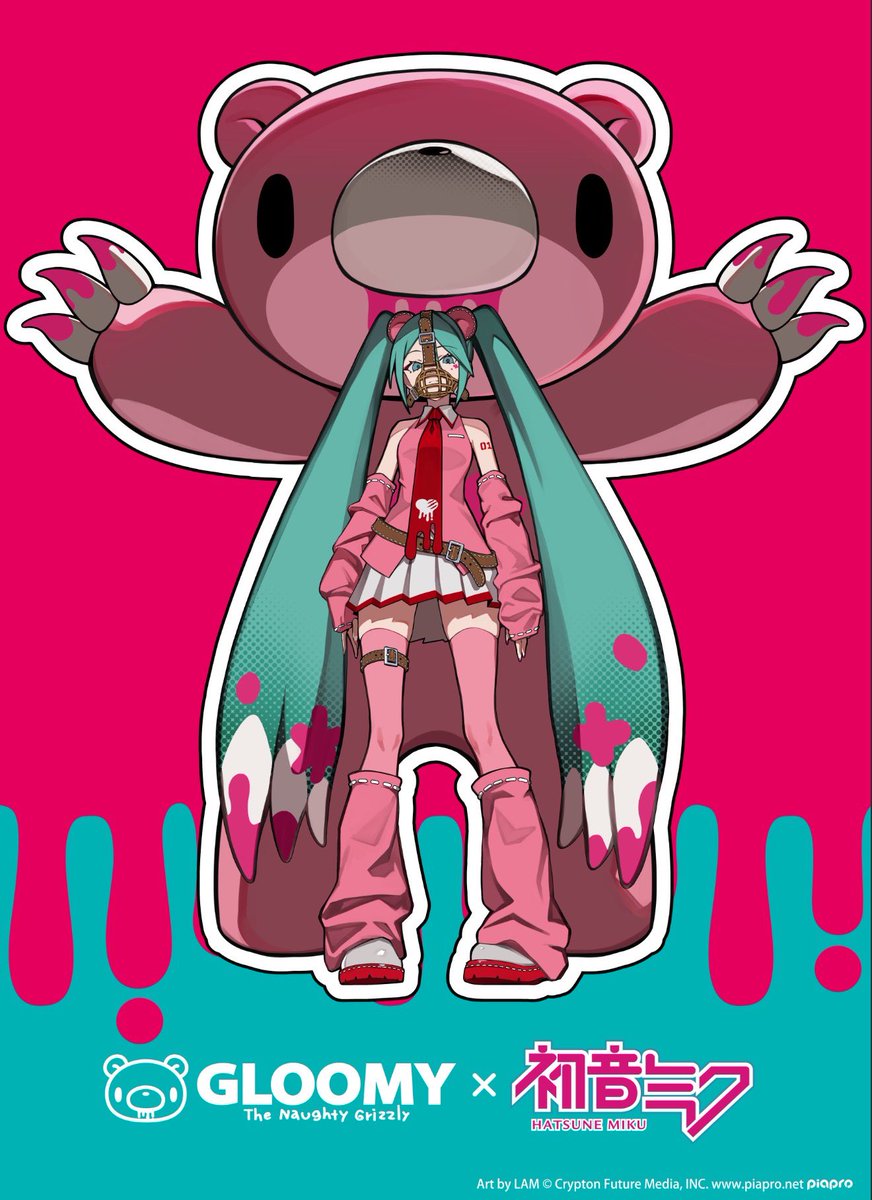 ramdayo1122's tweet image. 「GLOOMY meets 初音ミク」
コラボイラストを描かせていただきました！

グッズが買えるPremiumShopも開催決定です！
森チャック先生描き下ろしのピアプロキャラクターズもとても可愛いので、是非チェックしてください✨

▽詳細はこちら
premiumshop.tokyo/gloomy-hatsune…

#gloomybear #グルーミー #初音ミク