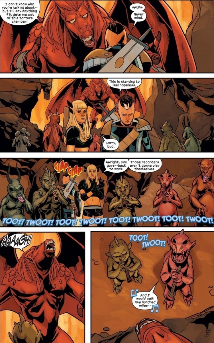 On National Kazoo Day, a  reminder that Illyana employed demons playing Kazoos and recorders as a way to punish N'astirh (Cable #9)