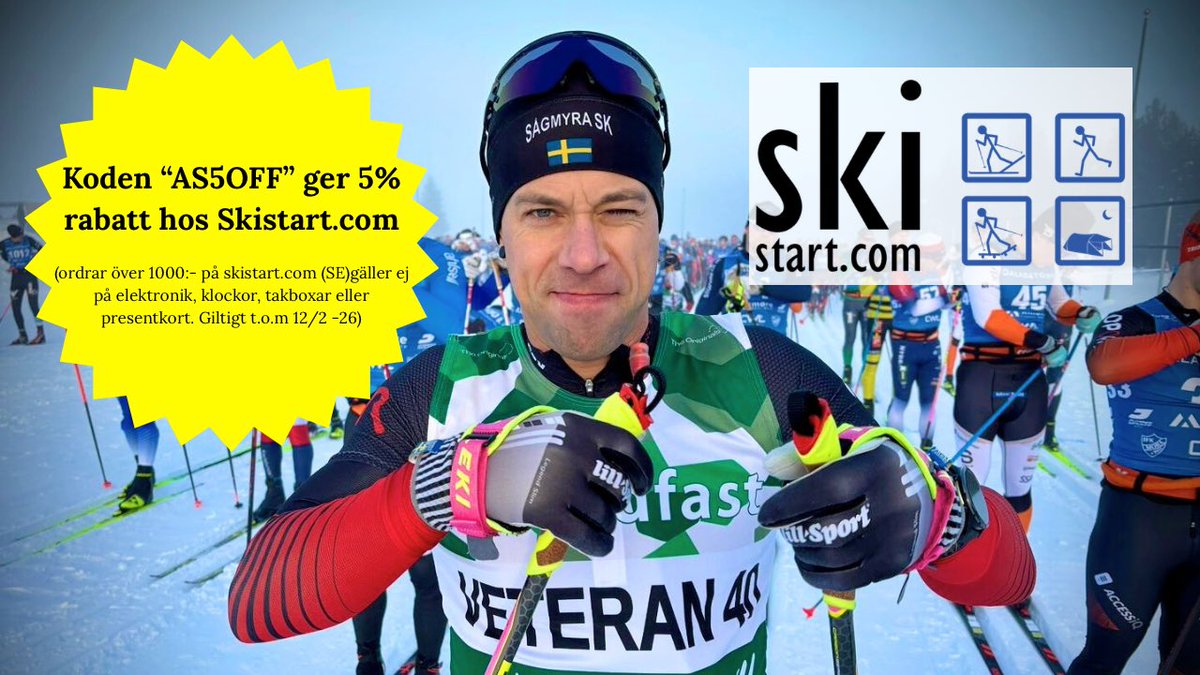 Rabattkod Skistart! Koden: ”AS5OFF” ger -5% på ordrar över 1000:- på skistart.com (SE), gäller ej på elektronik, klockor, takboxar eller presentkort.

Giltig till och med 12/2 2026. 

(Detta var det bästa jag kunde få just nu, jag jobbar på bättre, det lovar jag!)
