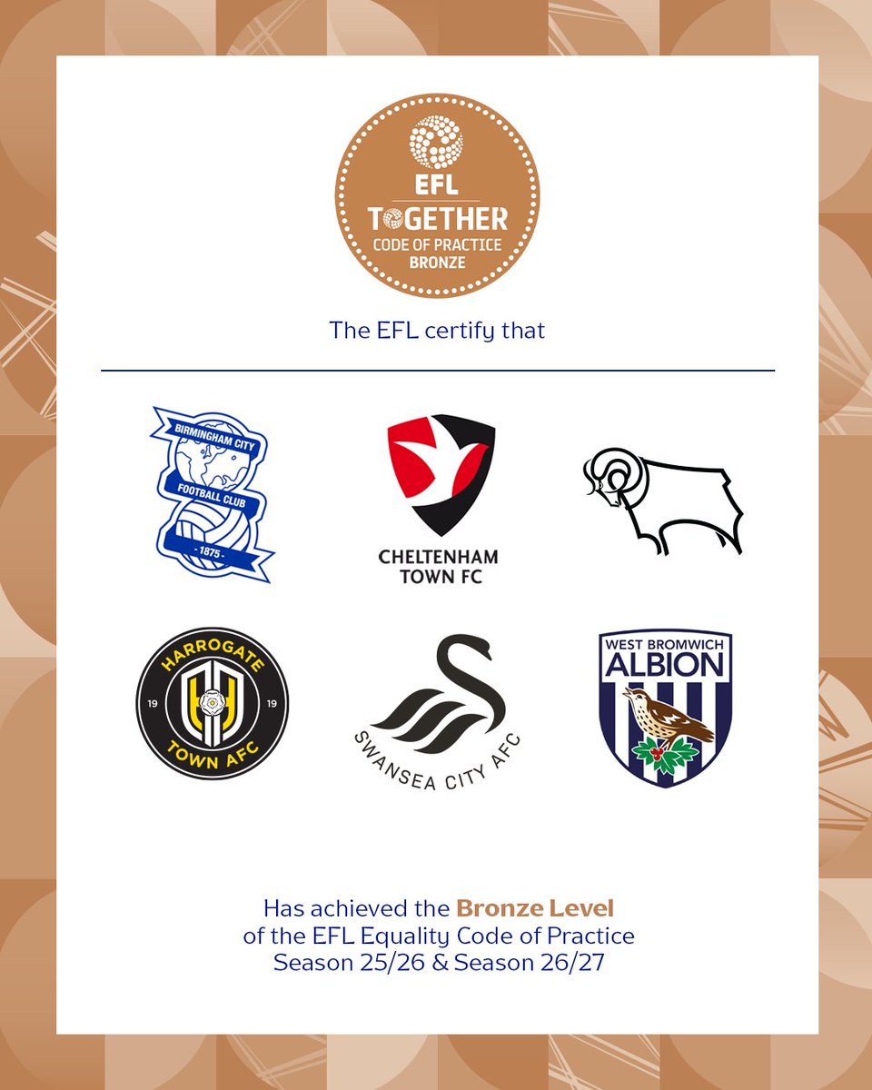 🏅 <a href="/Boro/">Middlesbrough FC</a>, <a href="/Argyle/">Plymouth Argyle FC</a> and <a href="/SalfordCityFC/">Salford City FC</a> have all achieved Gold in the first wave of 2025/26 #EFL Equality Code of Practice results! 👏

Read More 👉 efl.com/news/2026/janu…