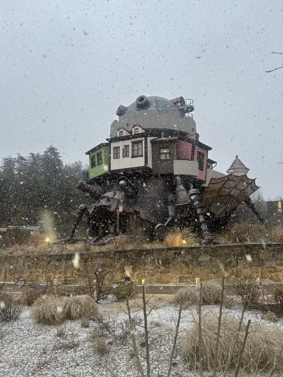 閉園時刻が近づいたころ、雪が降っていました。あす来園されるお客様、足元にお気をつけてお越しください。
