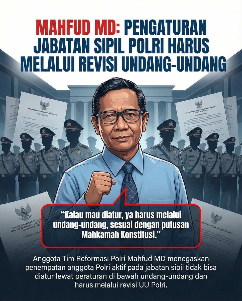 Bukan Perpol tapi harus melalui revisi UU.

Lagian urus polri aja ga becus, mau sok ngurusin jabatan sipil.🥱
<a href="/ListyoSigitP/">Listyo Sigit Prabowo</a>