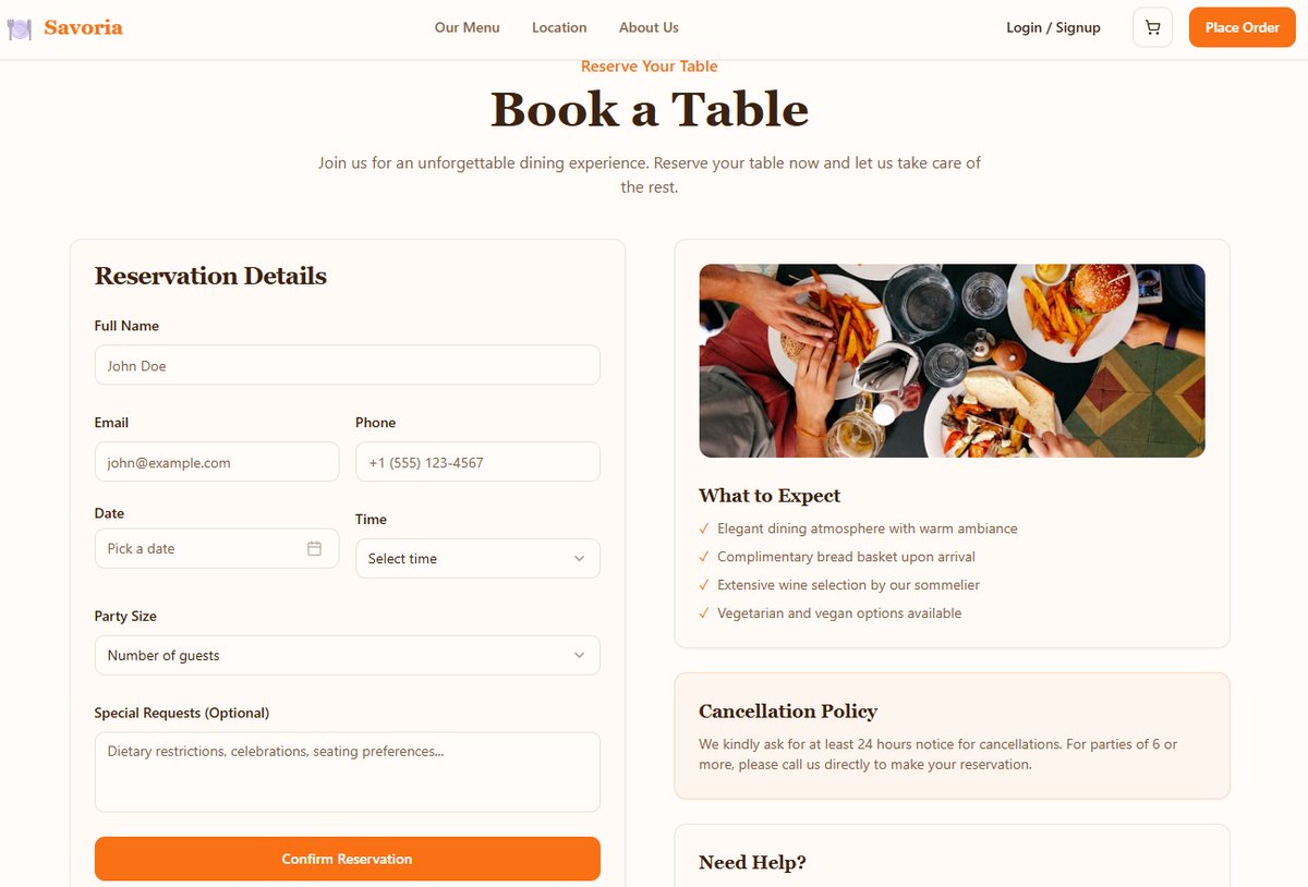 Restaurants don’t need just Instagram pages.
They need websites that take orders and bookings.

This morning I turned an idea into a working restaurant website.
Customers can sign up, place orders, and book tables📝.

Your idea could be next. Let's build 🤝👨‍💻