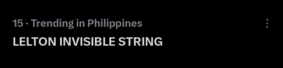 𝗧𝗥𝗘𝗡𝗗 𝗟𝗜𝗦𝗧 𝗨𝗣𝗗𝗔𝗧𝗘!

We are now trending at fifteen spot just so you know <a href="/gmanetwork/">GMA Network</a> 
Keep tweeting trayzers!

LELTON INVISIBLE STRING