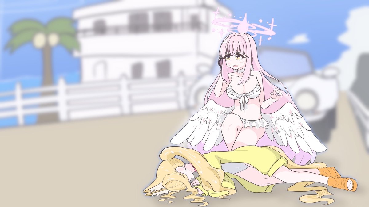 うん。轢かれたのは私なの。いや、倒れてるのは運転してたセイアちゃんで。いや冗談とかじゃなくて。私が耐えちゃって。衝撃で外に放り出されて失神しちゃってるみたいで。いや轢かれたのは私で、耐えちゃったのも私。FRONTだし。結構耐えちゃったっていうか。いや嘘じゃなくてセイアちゃんが倒れてて