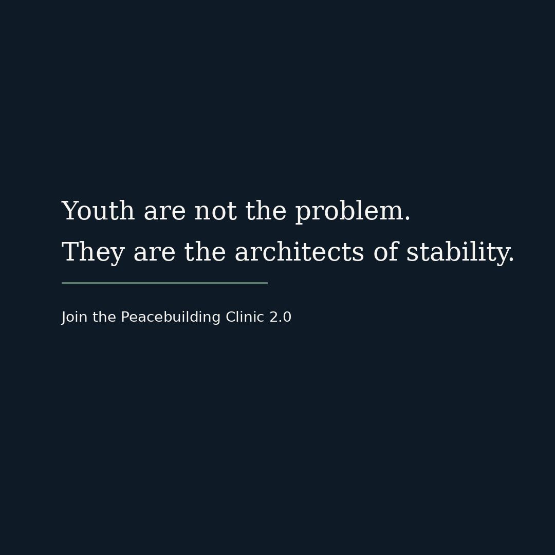 Young people are not the problem.
They are central to the solution.

Nigeria’s stability depends on informed, responsible, and empowered youth who understand how to manage conflict and build trust.

Be part of the conversation. Be part of the solution.

 #PeaceBeyondSilence