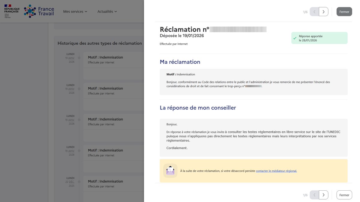« Débrouillez-vous ! »

Voilà en substance la réponse qui est faite ici à une allocataire France Travail qui demande une explication concernant un trop-perçu. De surcroît, l'agent anonyme de France Travail répond qu'ils n'appliquent pas la réglementation mais leur propre