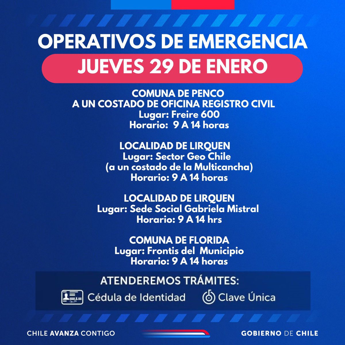 Continuamos con operativos para brindar  atención y apoyo a las familias damnificadas este 29 de enero. 
Infórmate aquí ⬇️los puntos de atención