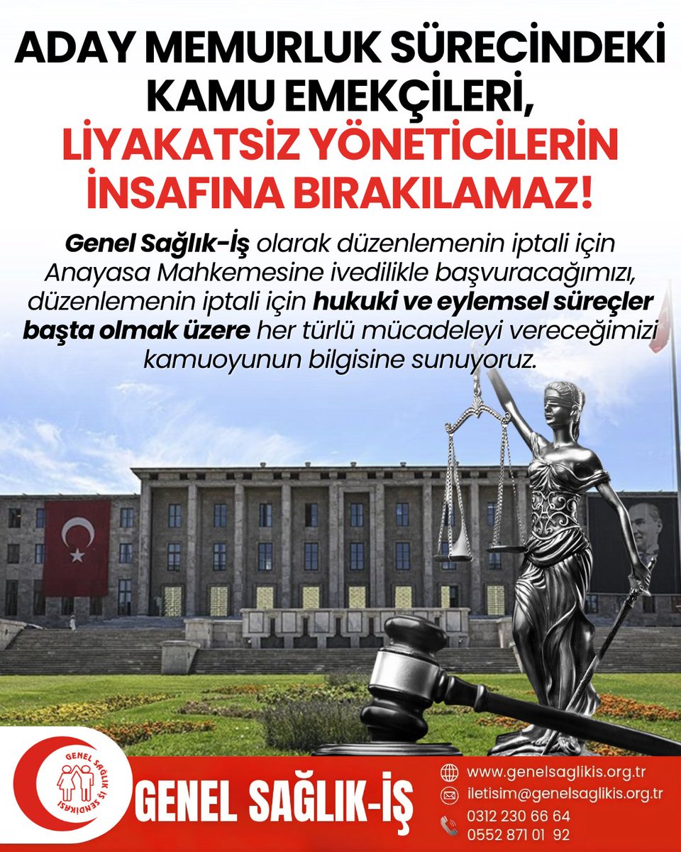 Aday memurluk sürecindeki kamu emekçileri, liyakatsiz yöneticilerin insafına bırakılamaz!

"...Siyasi iktidar keyfi uygulamalara sebebiyet verecek uygulamalardan vazgeçerek hukuki belirlilik ve öngörülebilirlik ilkelerine uygun adımlar atmalıdır. Kamuda memurlar arasında