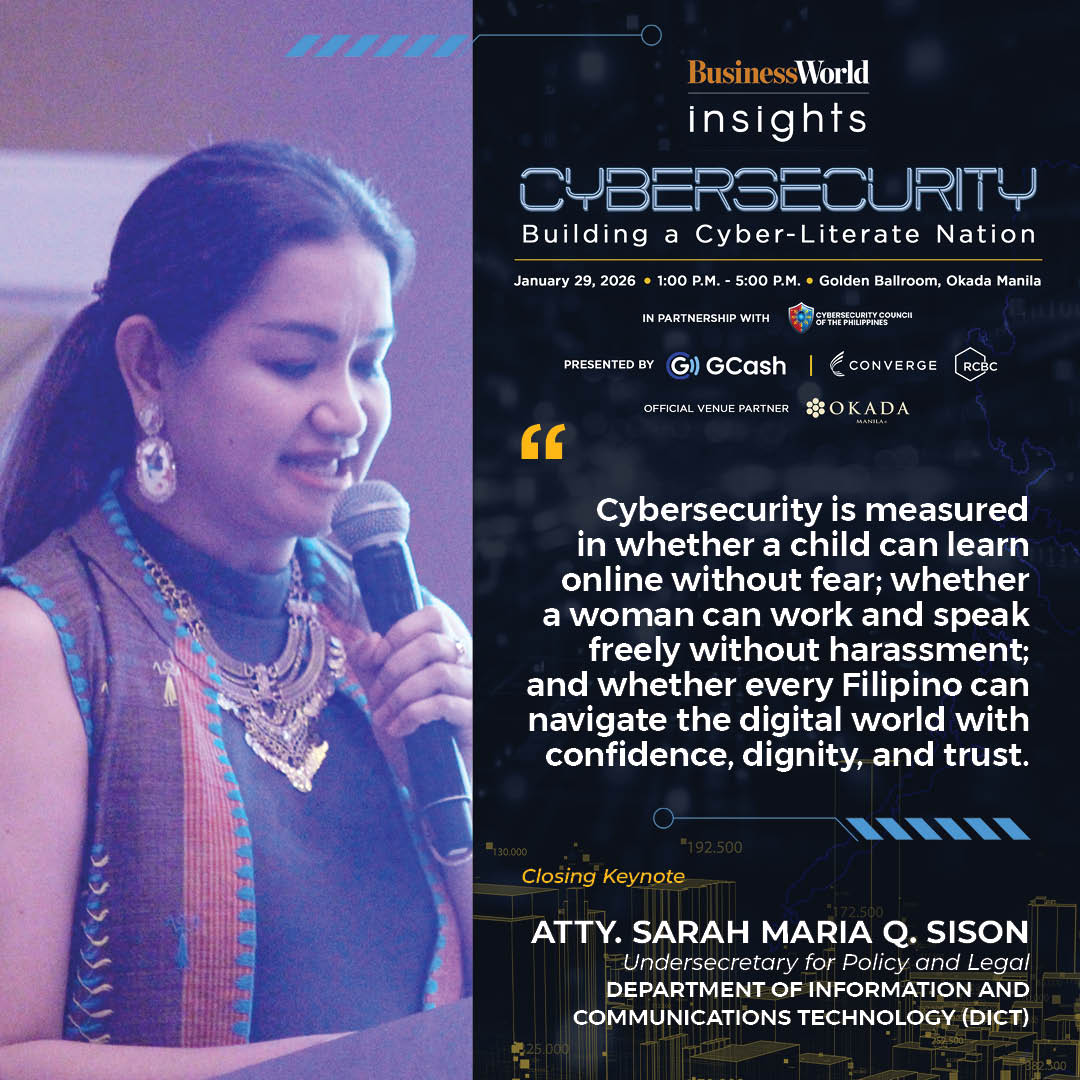 bworldph's tweet image. Department of Information and Communications Technology Undersecretary for Policy and Legal Atty. Sarah Maria Q. Sison shares that every Filipino must be able to use technology with confidence.

#BusinessWorldInsights #Cybersecurity #CyberSafePhilippines