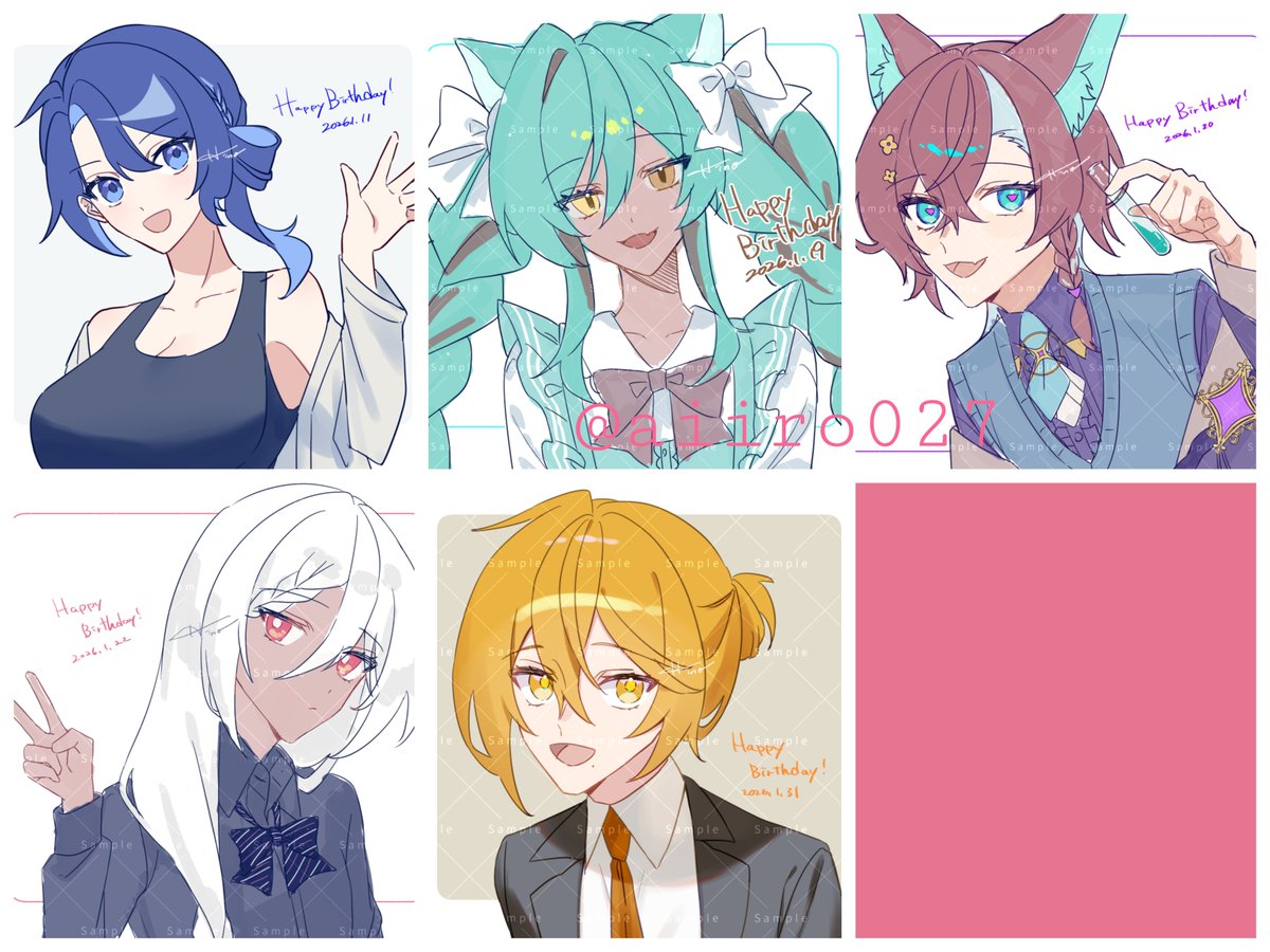 今年はOC誕生日絵描く！で落書きしてる
1月分