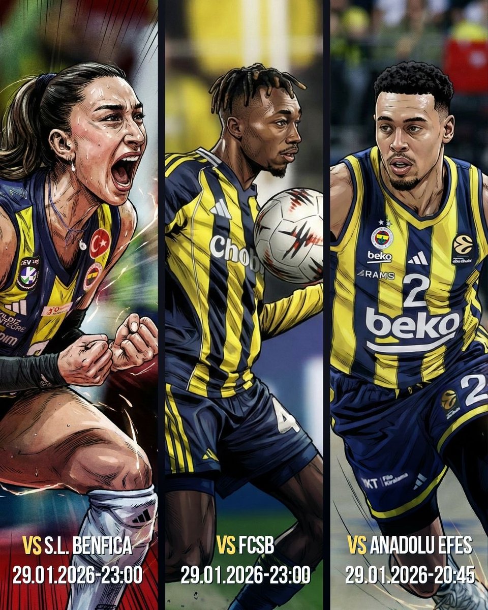 Fenerbahçe, bu akşam 3 farklı branşta Avrupa'da mücadele edecek.