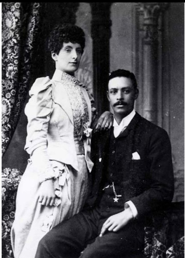 The first Black South African to qualify as a Vetenary Surgeon, Dr Jotello Festiri Soga (1865-1906), with his Scottish wife. Dr Soga was also the first South African to qualify as a Vetenary Surgeon (the second qualified in 1912). He was the son of the Xhosa minister Rev Tiyo