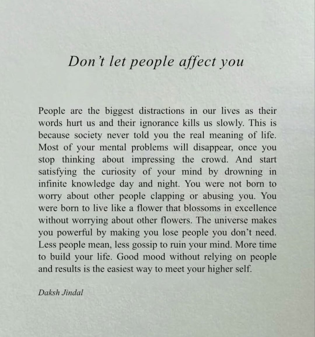 Don't let people affect you