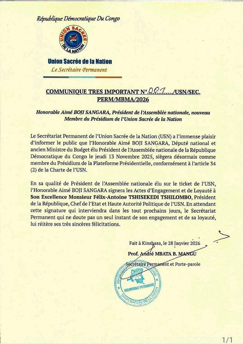 GENERATION AIMÉ BOJI SANGARA (G-ABS)

MESSAGE DE FÉLICITATIONS

La Coordination nationale de la Génération Aimé Boji Sangara ( G-ABS  en sigle ) adresse ses plus sincères félicitations à l’Honorable Aimé BOJI SANGARA, Président de l’Assemblée nationale, à l’occasion de son