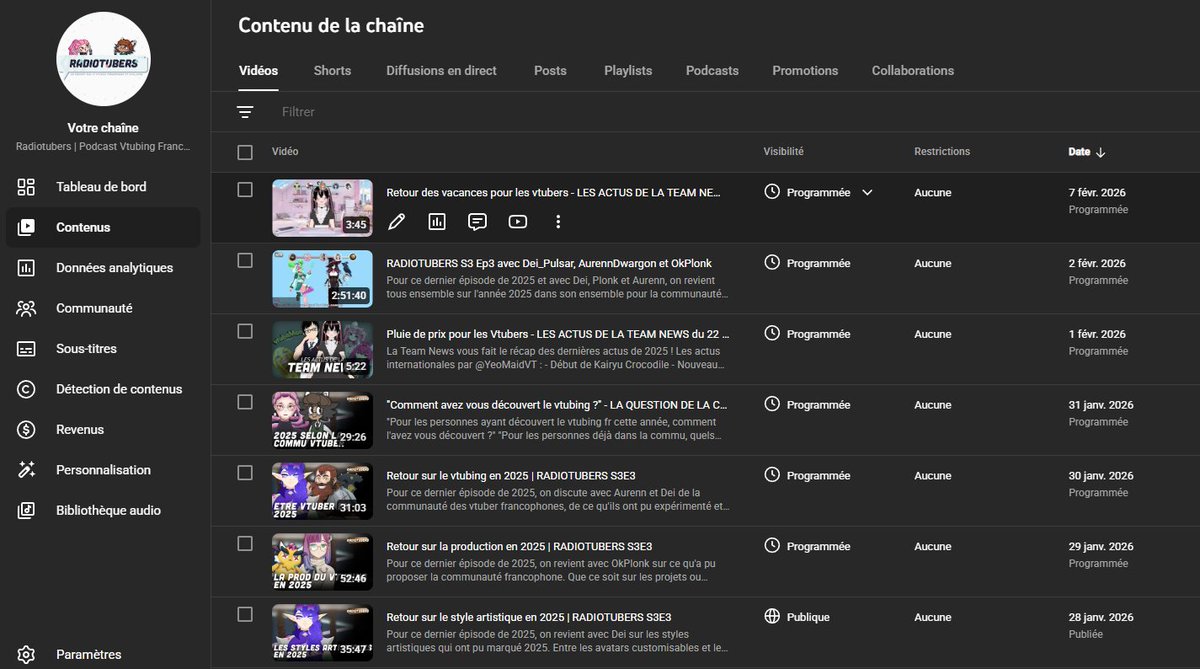 Bonjour tout le monde !

A chaque jour sa rediffusion !
Vous pouvez retrouver sur le YouTube de Radiotubers les émissions de cette saison !
10h pour les actus et 17h pour toutes les autres vidéos !

Ça vous donne de quoi vous occuper jusqu'à la prochaine émission ✨- 🍵