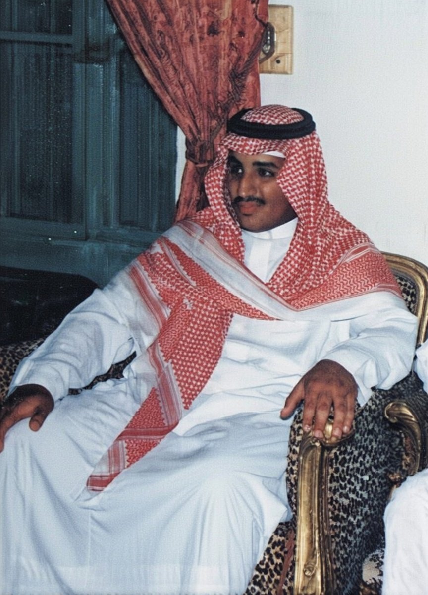 من الصور النادرة لولي العهد الأمير محمد بن سلمان في مجلس جده الملك عبدالعزيز  بقصر المربع في #الرياض عام ١٤٢١هـ/٢٠٠٠م