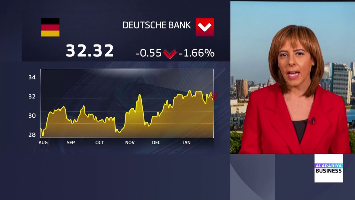 مراسلة العربية Business كارينا كامل: سهم دويتشه بنك يتراجع بعد الإعلان عن تفتيش من الشرطة بشأن تورط بعض الموظفين بعمليات غسيل أموال. الأرباح السنوية لبنك Lloyds البريطاني ارتفعت 12% إلى 6.7 مليار جنيه استرليني. نترقب نتائج شركة أبل وسط توقعات بتوسعها في مجالات جديدة مثل الخدمات. عوامل عديدة تضغط على الدولار بشكل كبير منها الانتهاكات بشأن استقلالية الفدرالي وتصريحات ترمب غداء عمل _Business nadine_bn. carina_bn 