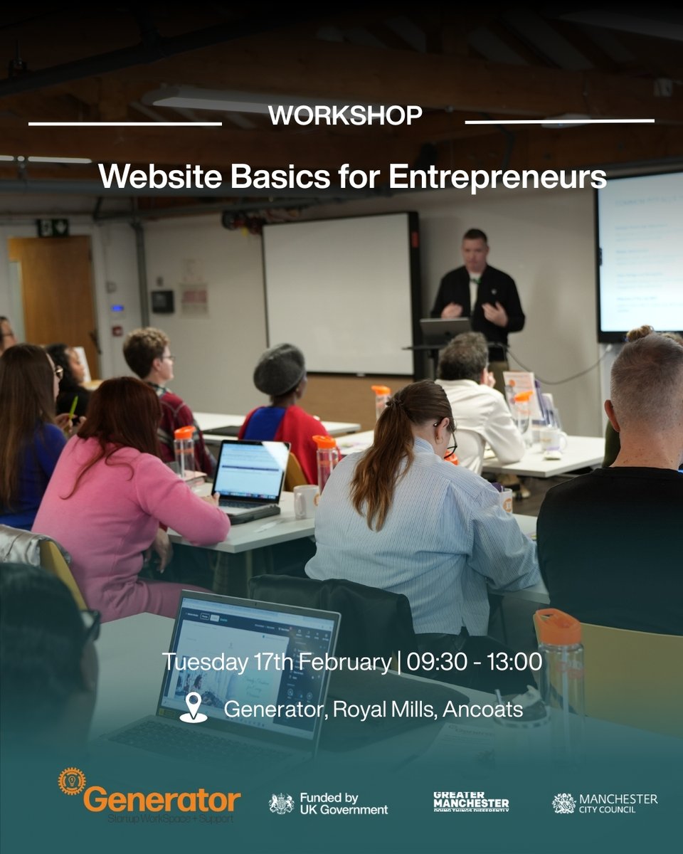 generatormcr's tweet photo. We’ve got a packed February coming up, with an exciting variety of workshop across both our sites!

Book your free tickets now via the link in bio 🙌

#workshop #networking #event #smallbusiness #entrepreneur #newbusiness https://t.co/CjNRyPvs6z